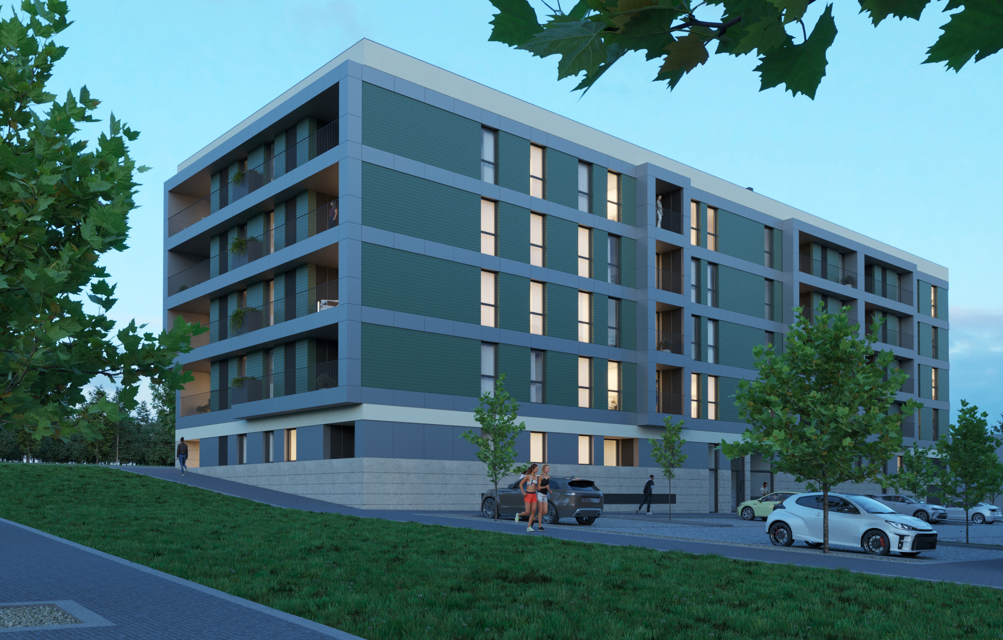 Maninhos Park Residence ao anoitecer